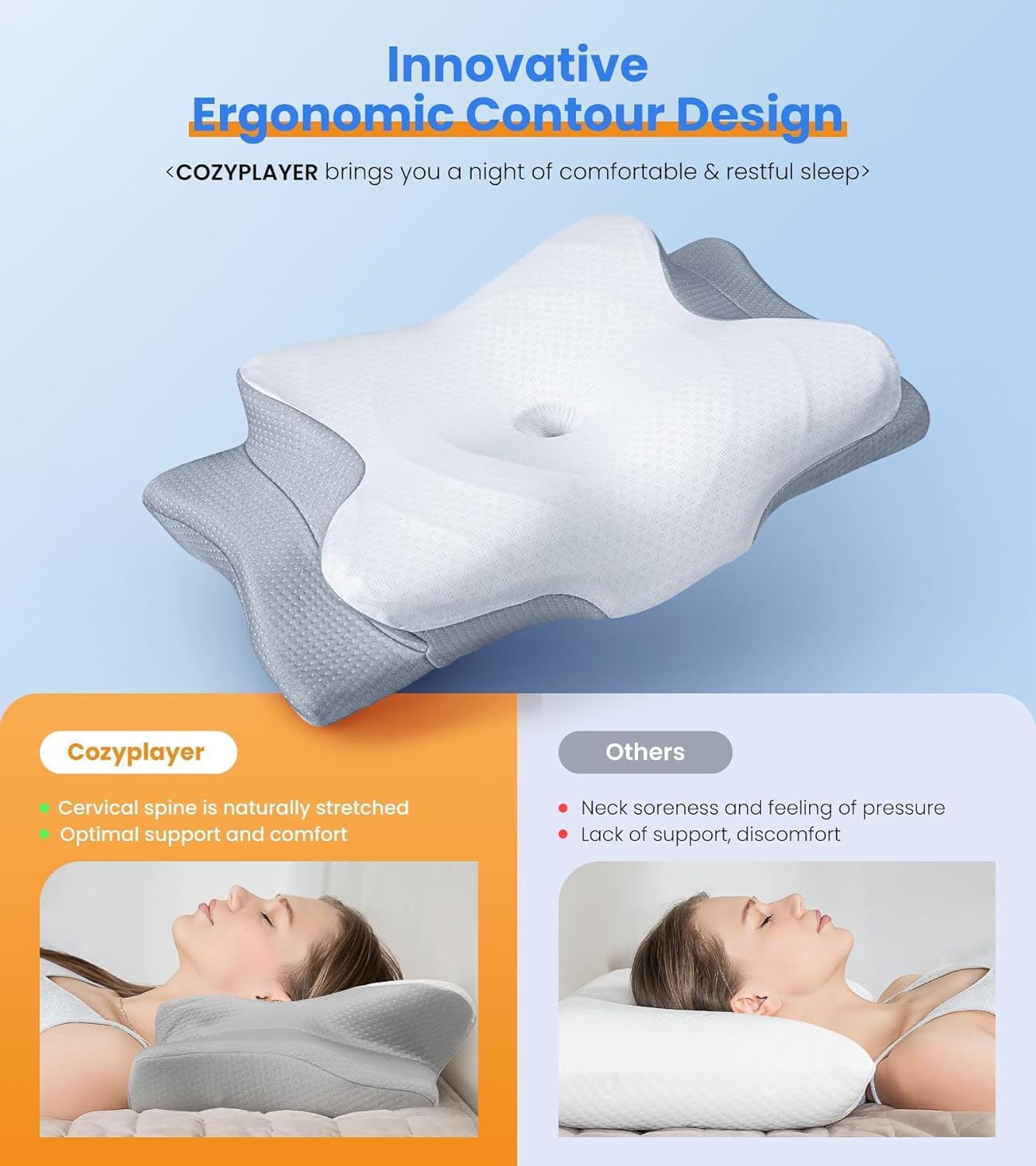 Ultra Pain Relief Cooling Pillow for Neck Support