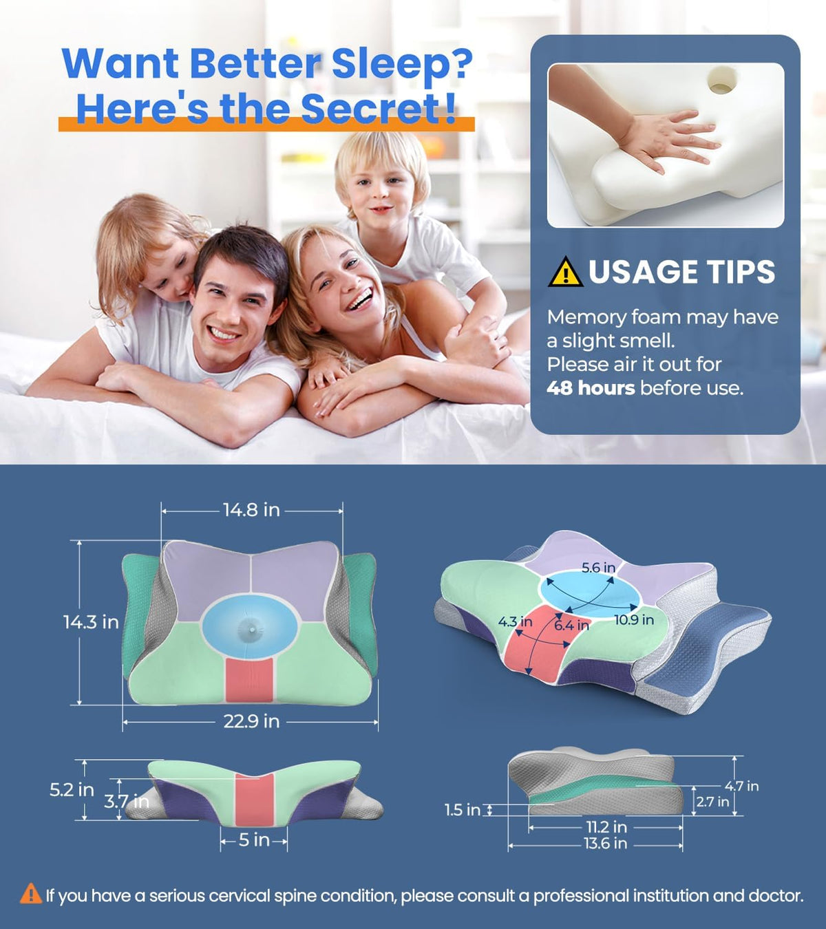 Ultra Pain Relief Cooling Pillow for Neck Support